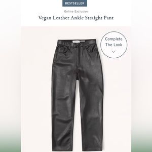 Abercrombie Vegan Black Leather Ankle Straight Pant Size 24